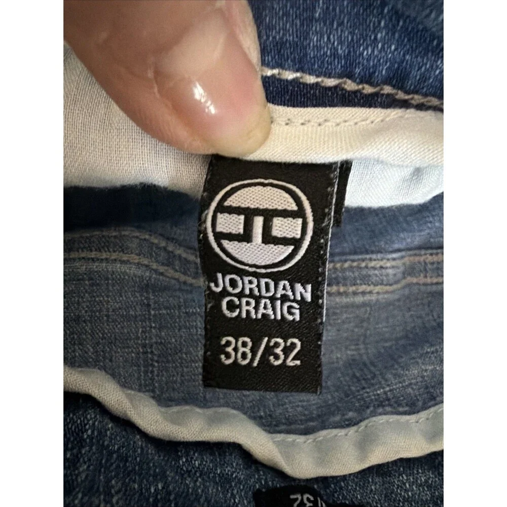 JORDAN CRAIG COLLINS Blow Out Relax Fit Distressed Jeans Light Wash Denim 38x32